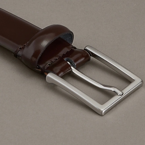 Express Edition Polished Dark Brown Genuine Leather Belt Made In Italy - Picture 3 of 11